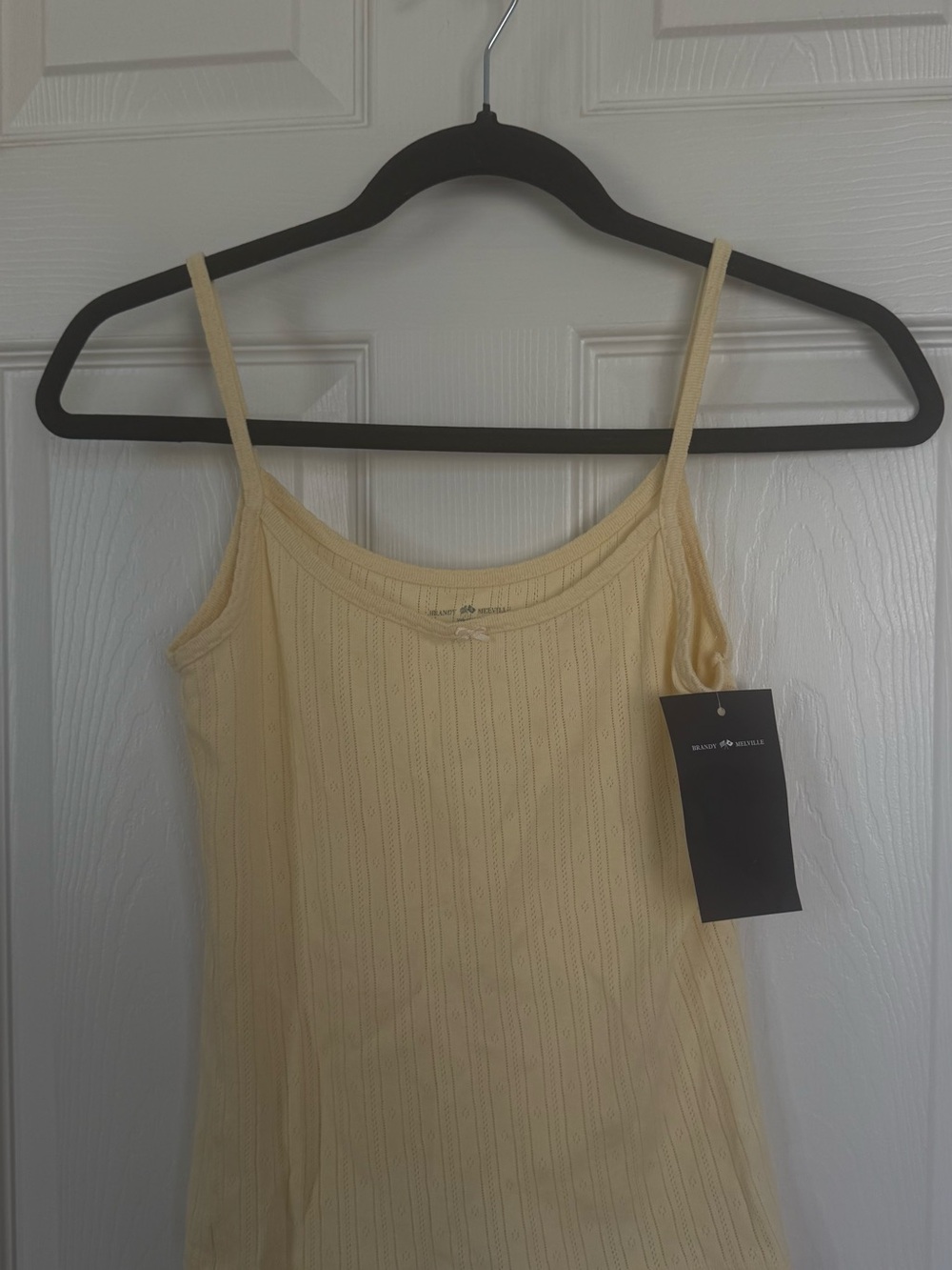 NWT One Size Brandy Melville Pale Yellow Ribbed Spaghetti Strap Camisole💛🐣🧈